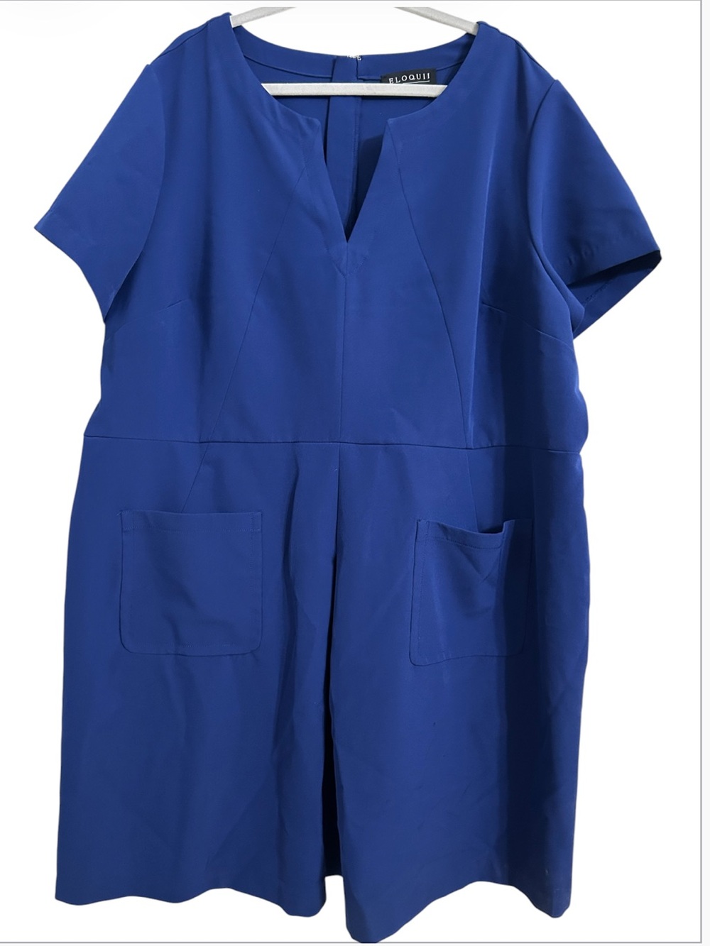 Eloquii Navy Blue Shift Dress with V-Notch Size 28